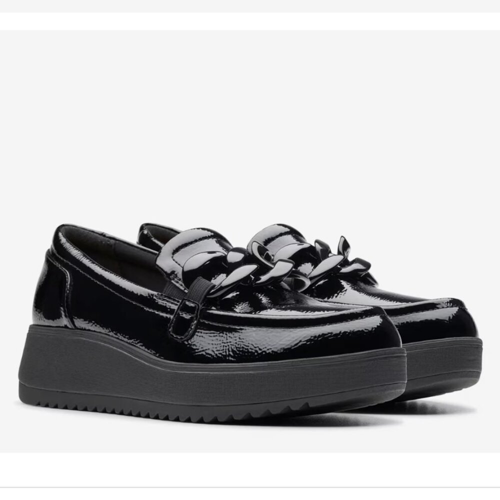 NEW Clarks Black Patent Loafer Shoe